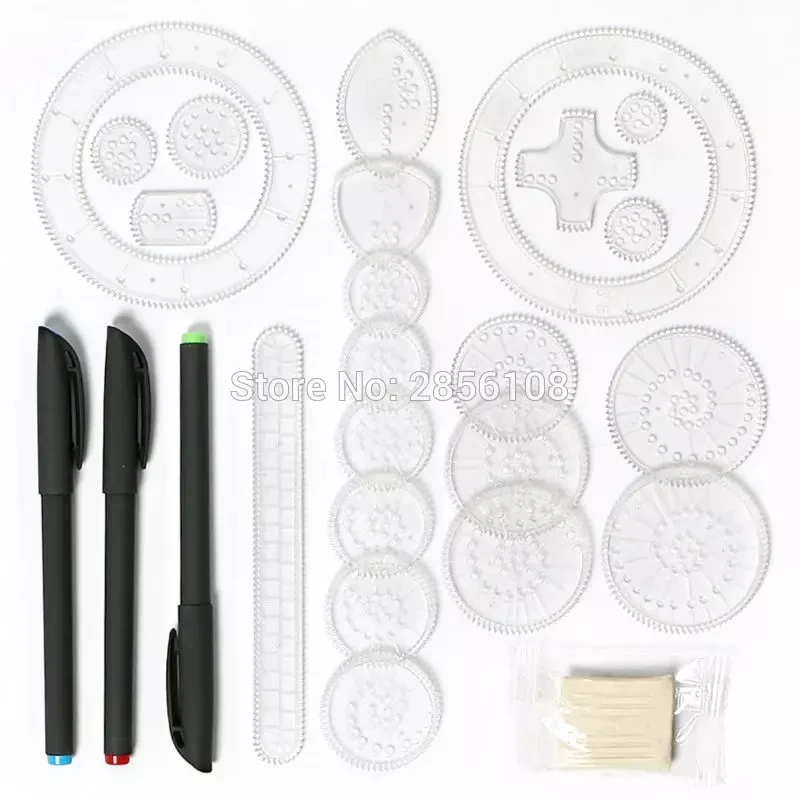 Набор игрушек для рисования Spirograph с 3 ручками + 22 аксессуарами спиральные