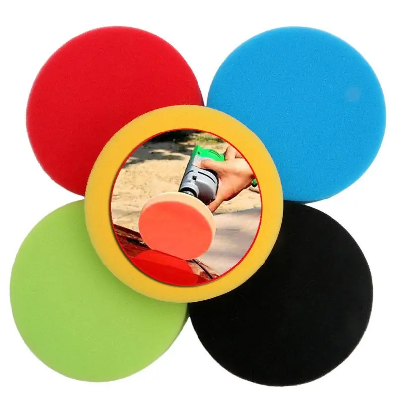 

Hot 5PCS 4\" Flat Sponge Buff Buffing Pad Polishing Kit Car Polisher