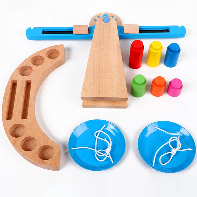 New Montessori Wooden Educational Toy Small Balance Scale With 6 Weights For Kids baby | Игрушки и хобби