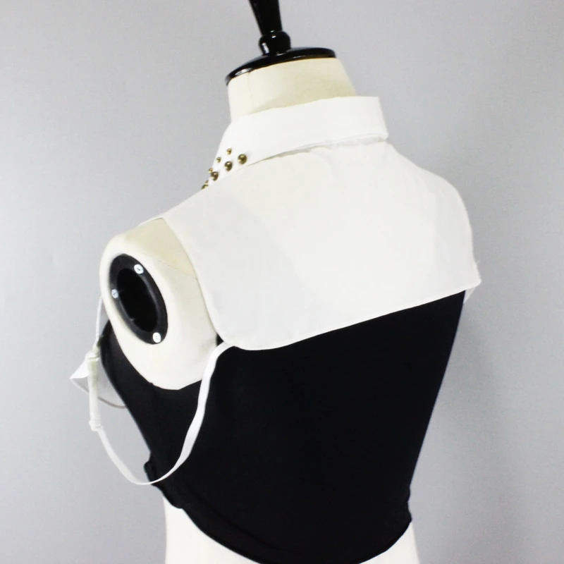 

Punk Bronze Rivets Studded White Half Shirt Decorative Long Lapel Fake Collar New 2021