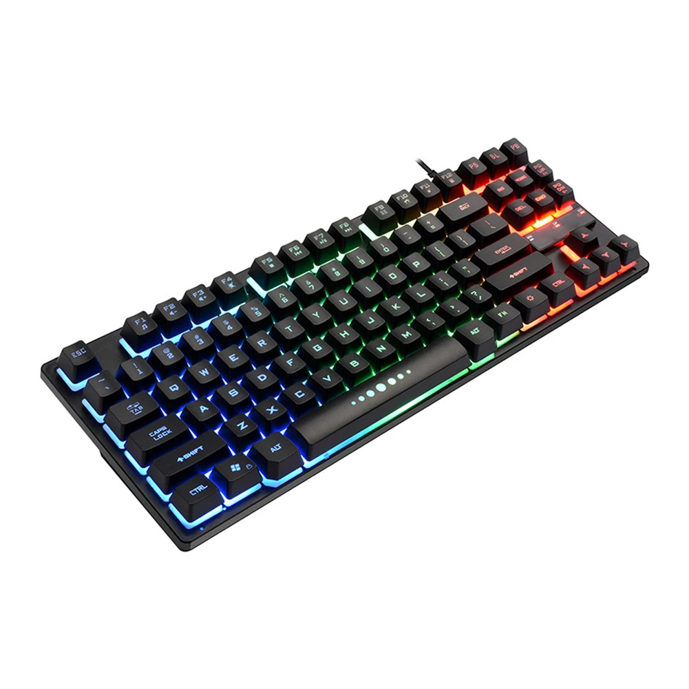 

Ergonomic Home Clear Game Mechanical 87 Keys USB Easy Operate Backlight Desktop Wired Anti Fade Accessories Keyboard