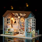 Деревянный Мини-кукольный домик сделай сам, ручная сборка, модель, праздничный домик, игрушка, кукольный дом игрушка ручной работы светильник