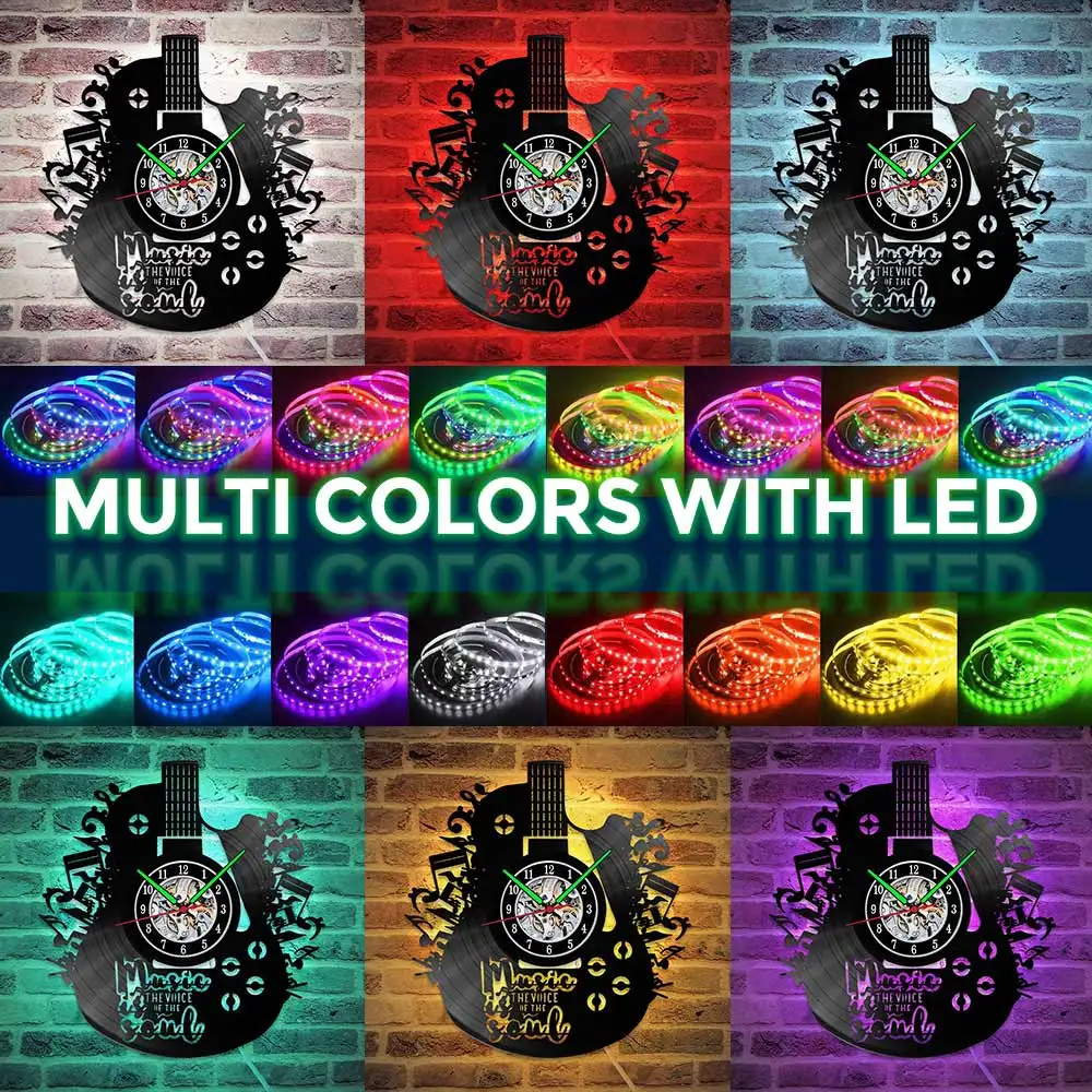 

MCDFL Guitar Wall Clock Vinyl Record Wall Clocks Home Decor Hanging Art Gift For Friend Cafe Bar Music Studio Decoration 12 Inch