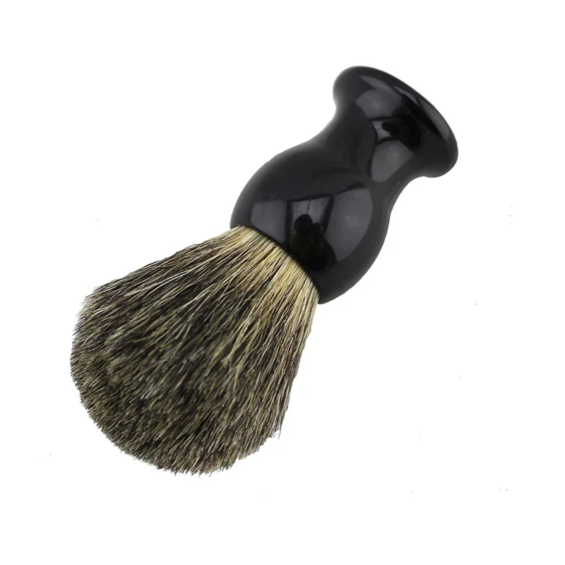 Серый чистый Барсучий помазок для бритья с черной ручкой из смолы и удаления