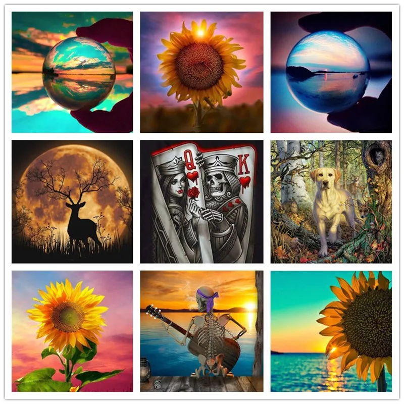 Алмазная картина сделай сам полностью квадратные Стразы в виде подсолнуха