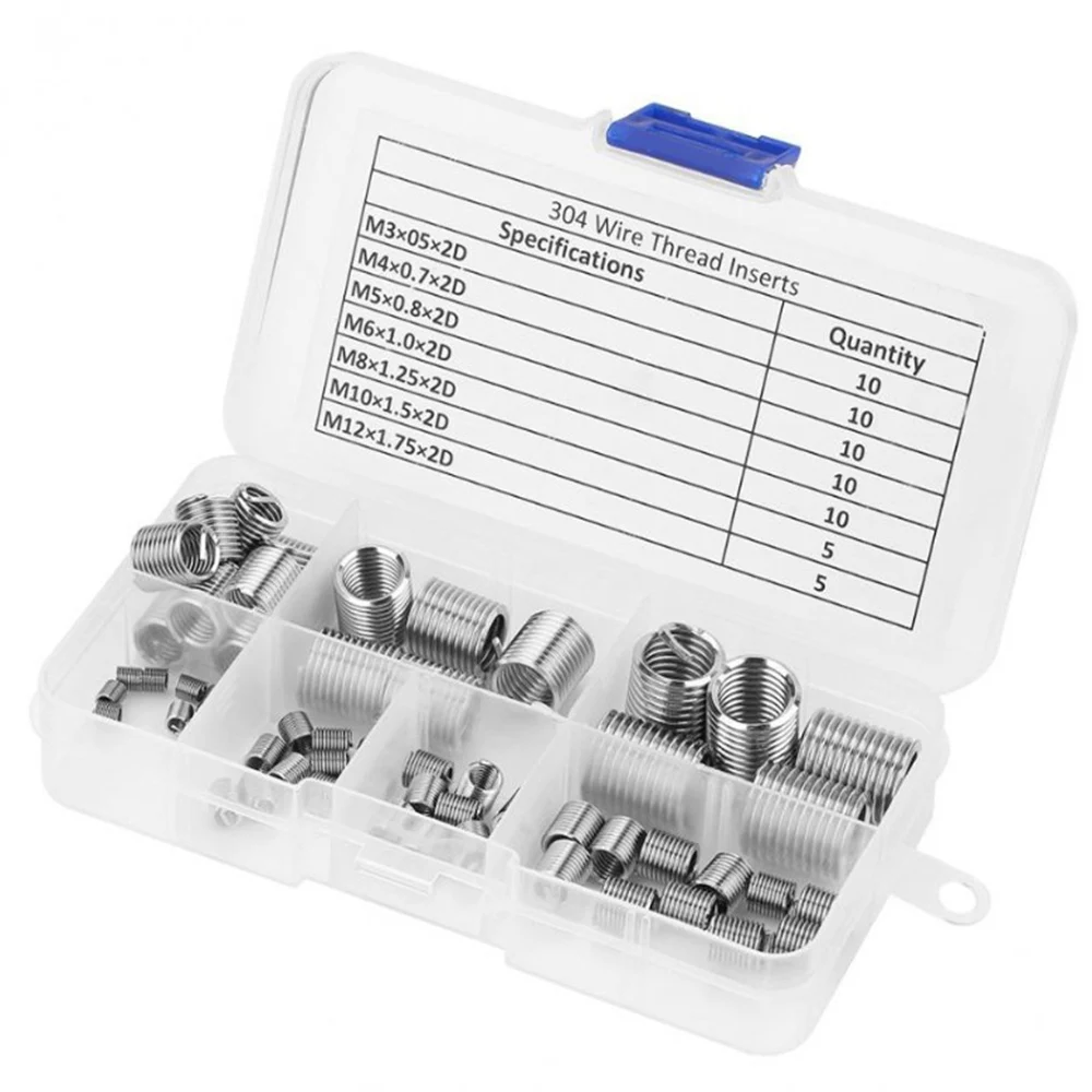 

60Pcs M3 M4 M5 M6 M8 M10 M12 304 Stainless Steel Thread Repair Insert Kit1