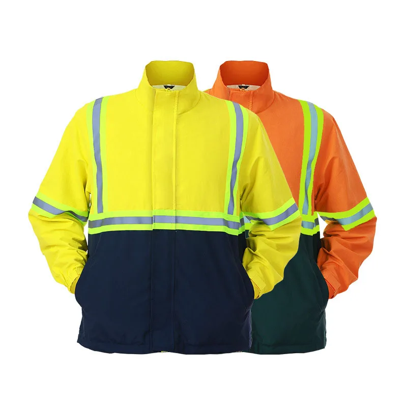 

Warm Winter Adult Clothes Coat Reflective MenTwo Tone Jacket for Man Waterproof Windbreaker Breathable hi vis Workwear Outdoor