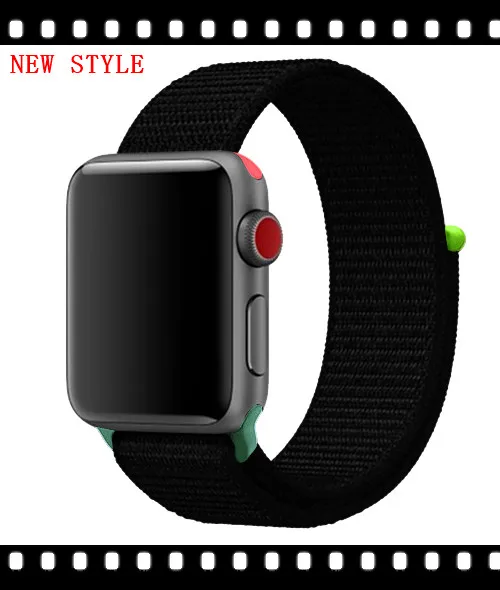 black 8 hit Нейлоновый ремешок для Apple Watch band 42 мм 38 мм iWatch 4 band 44 мм 40 мм Браслет спортивная петля ремешок для часов correa ремень дышащий - Цвет ремешка: black 8 hit