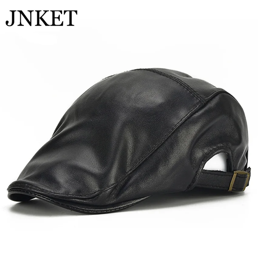 

JNKET New Autumn Winter Men Beret Hat Sheepskin Peak Cap Casual Flat Cap Outdoor Travel Sunhat Casquette