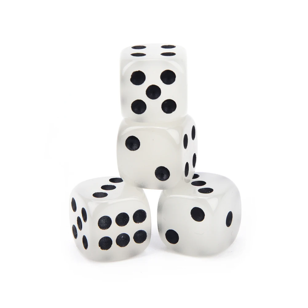 

4PCS Fillet Black Pips Luminous Dice 6 Sides For Boardgame Night Bar KTV 14mm