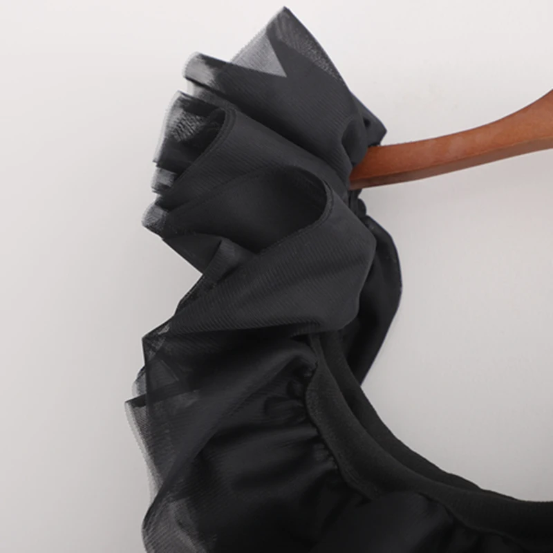 

Stylish black bodysuits Women office lady simple elastic sleeveless black Splicing bow bodysuits women tops