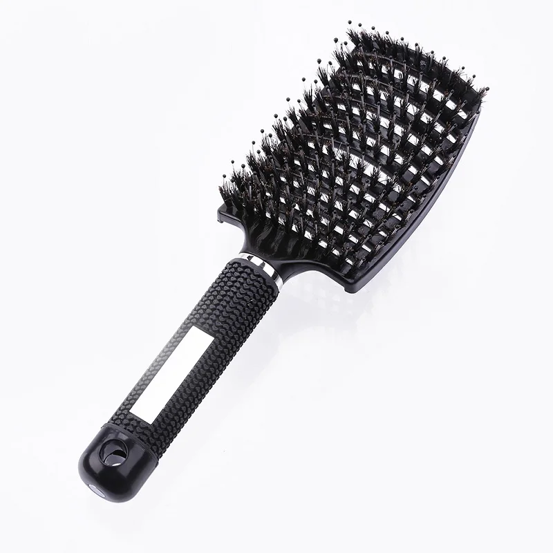 Black With Hair Массажная расческа для волос, расческа для волос, нейлоновая щетина, Женская влажная кудрявая расческа для волос, для салона, парикмахерские инструменты для укладки - Цвет: Black With Hair
