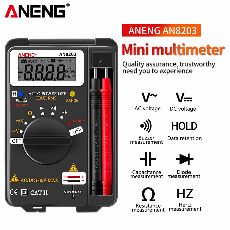 ANENG AN8203 автомобильный мультиметр мини цифровой multimeter мультимитр тестер