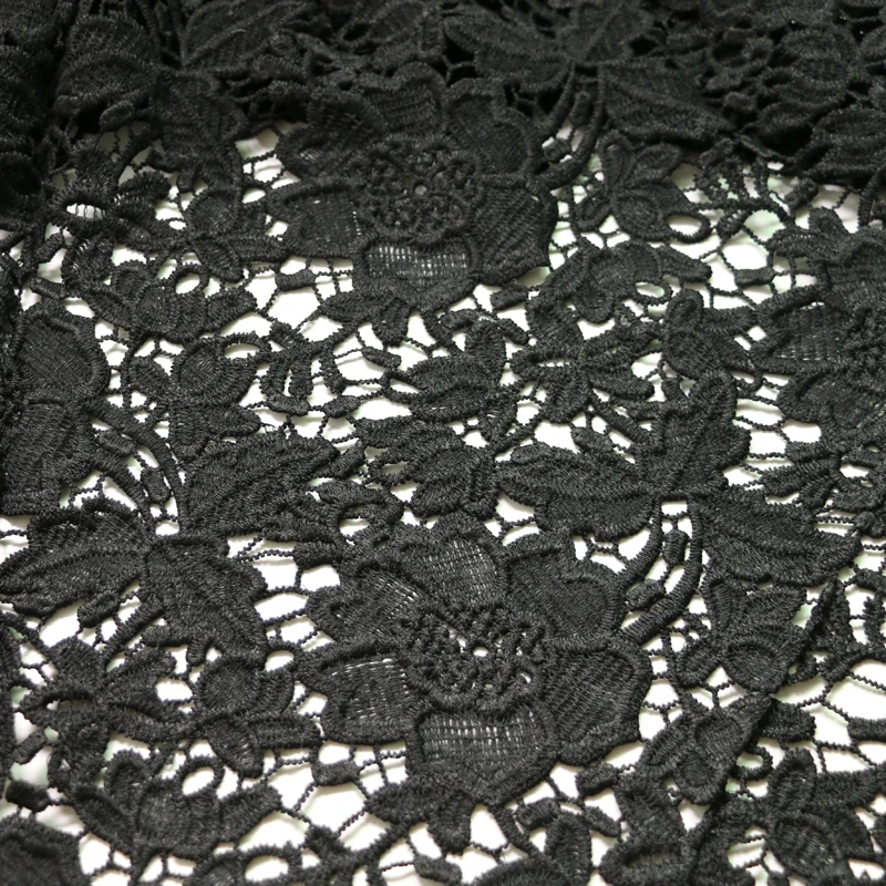 Черное бордовое цветочное вышивка химическое кружево Материал платье Свадебные
