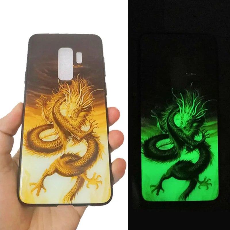 Светящийся стеклянный чехол s для samsung Galaxy S9 S9 plus Противоударная задняя крышка для samsung Galaxy S8 S8 Plus чехол из закаленного стекла для телефона