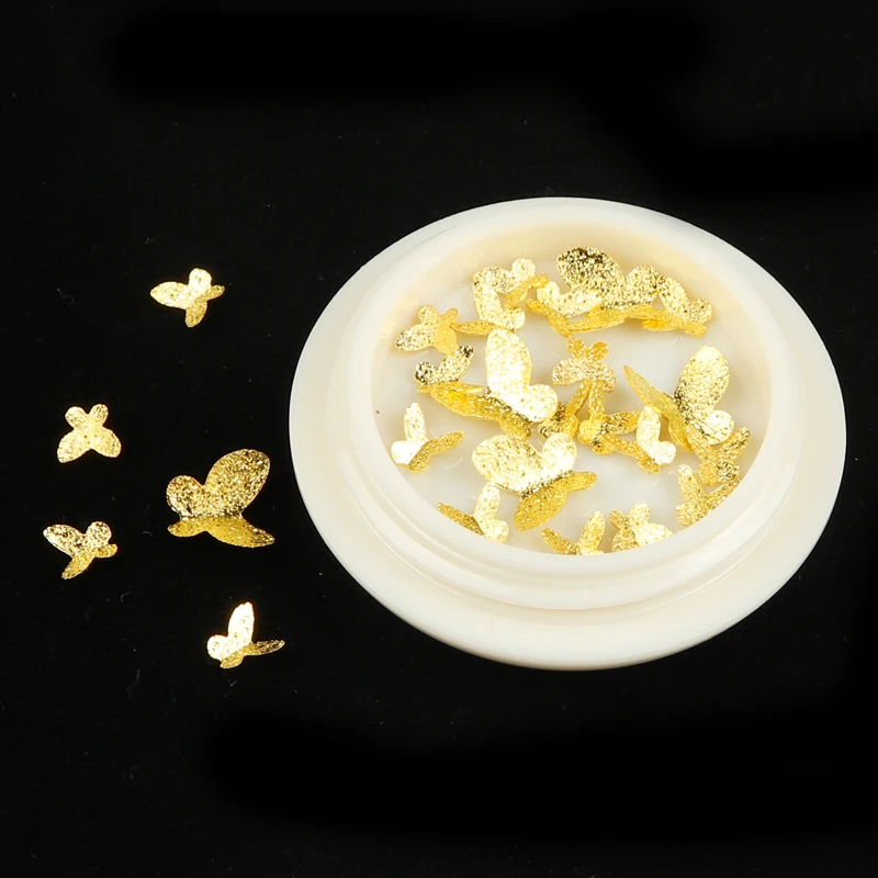 Бабочка Форма наклейки для ногтей с металлическими шипами Золотой Серебряный