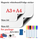 Белая магнитная доска A3 + A4, мягкая, Дом Офис Кухня магнитов, стираемая, гибкая наклейка на холодильник