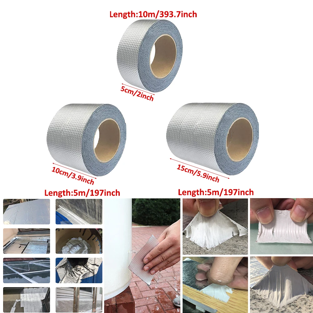 

Aluminum Foil Adhesive Tape Waterproof Duct Repair Crack Thicken Butyl Nti-friction Strong Stickiness Tape Home Renovation Tools