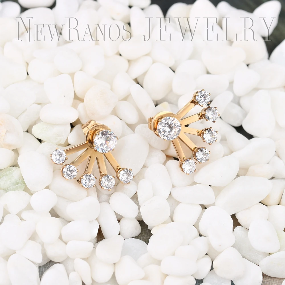 Серьги-гвоздики из нержавеющей стали с натуральным кристаллом