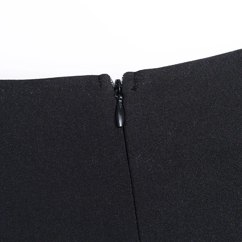 

Black Dark Goth Woman Shorts Skirts Punk Irregular Culottes Gothic Cool 2020 Zipper Eyelet Metal Cross Decoration Fake Two Piece
