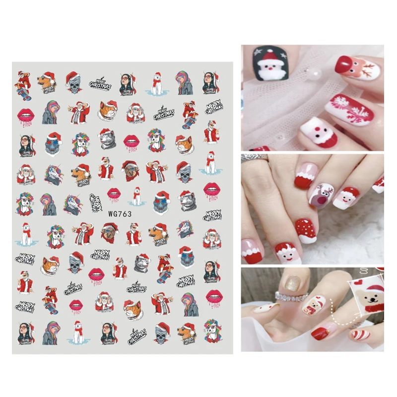 

10PCS Christmas Nail Art Sticker Cartoon Brand Mouse Nail Art Decoration Decal 3D Self Adhesive Nail Slider