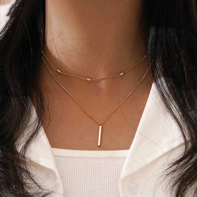 

Hot Simple Crystal Geometric Gold Pendant Necklace Set for Women Charms Fashion Square Rhinestone Female Jewelry Chain Necklace