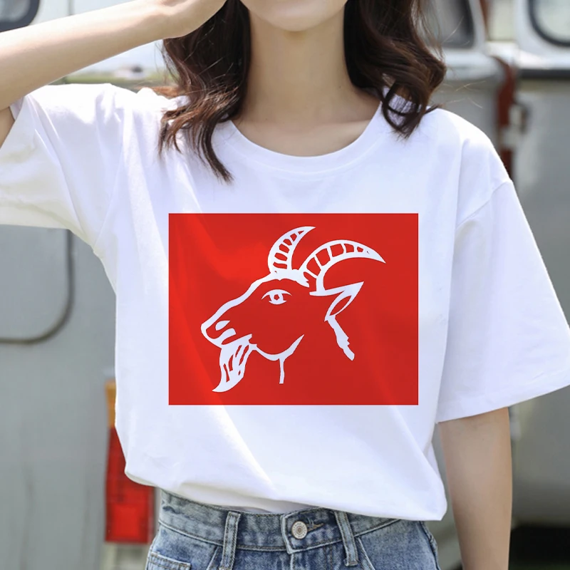 Женская футболка с коротким рукавом круглым вырезом и принтом |