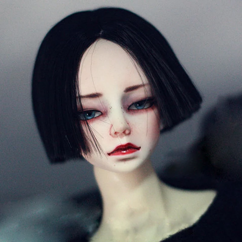 Peluca de pelo Bjd SD para mu&ntilde;eca BJD, pelo corto de alta temperatura, color negro, nuevo estilo, 1/3, 1/4, 1/6, 1/8-0