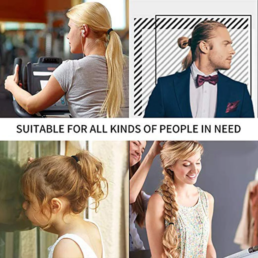 

New Women Black Elastic Hair Rubber Bands Party Ladies Fashion30 pcs Hair Ties for Thick Curly Bands No Metal Hair Gifts 2020