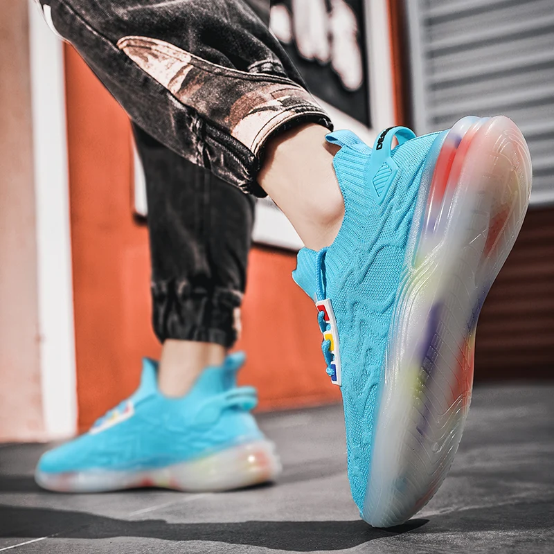 

Кроссовки мужские дышащие сетчатые, повседневная легкая обувь, летающие ткачества, теннисные туфли, трендовый стиль, 2020