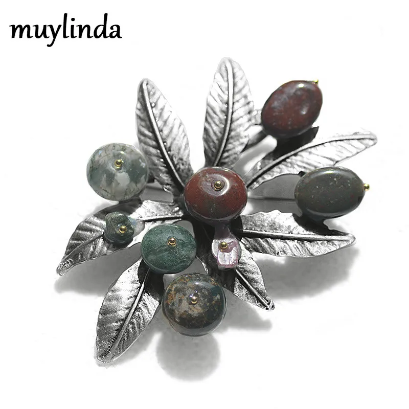 Muylinda, большой камень, винтажные натуральные Броши для женщин, большая Цветочная Брошь для костюма, платья, булавка, модные ювелирные изделия, шпильки на вечеринку, аксессуары