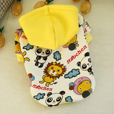 Yellow Hat Стиль; сезон осень-зима; теплая толстовка с капюшоном для собак; Модная одежда для собак с героями мультфильмов из полиэстера; толстовка с французским бульдогом; пальто для маленьких домашних животных - Цвет: Yellow Hat