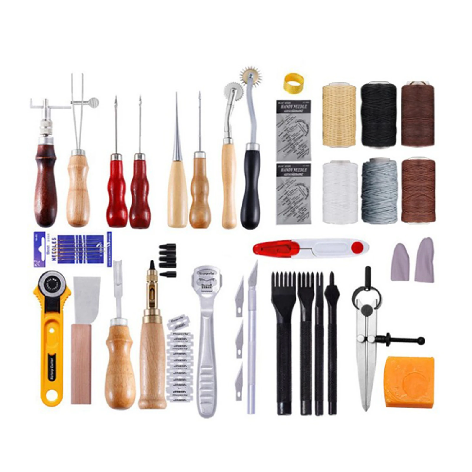 

61pcs Leather Tool Set Professional Leather Craft Tools Kit Hand Sewing Stitching Punch Set Saddle Accessories DIY Leathercraft