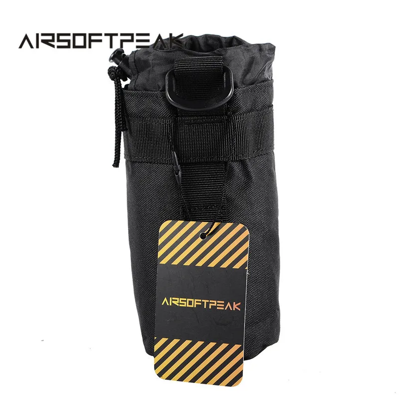 Black AIRSOFTPEAK Тактический футляр для фляги Чехол чайника Открытый кемпинг Сумка для охоты Molle Страйкбол Охота Спортивный Чехол для бутылочки - Цвет: Black