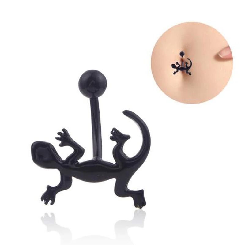 Нержавеющая сталь не вызывает аллергию исчезает Симпатичные gecko пупка кольцо