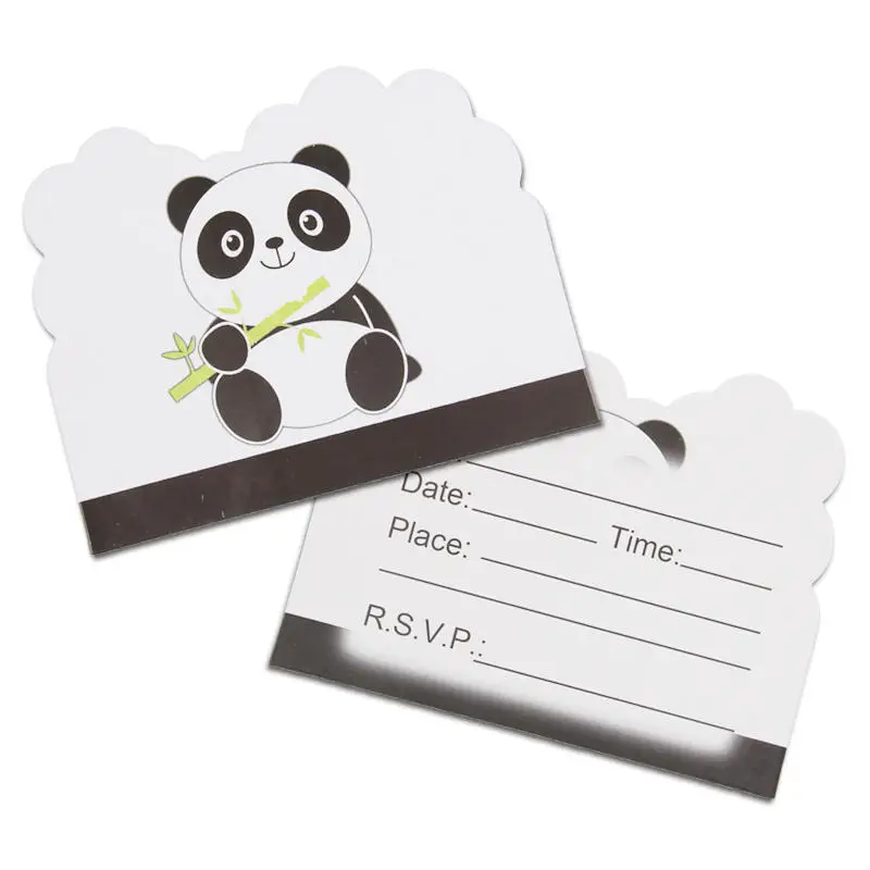 10 шт./лот одноразовые приглашения мультяшная панда тема День рождения