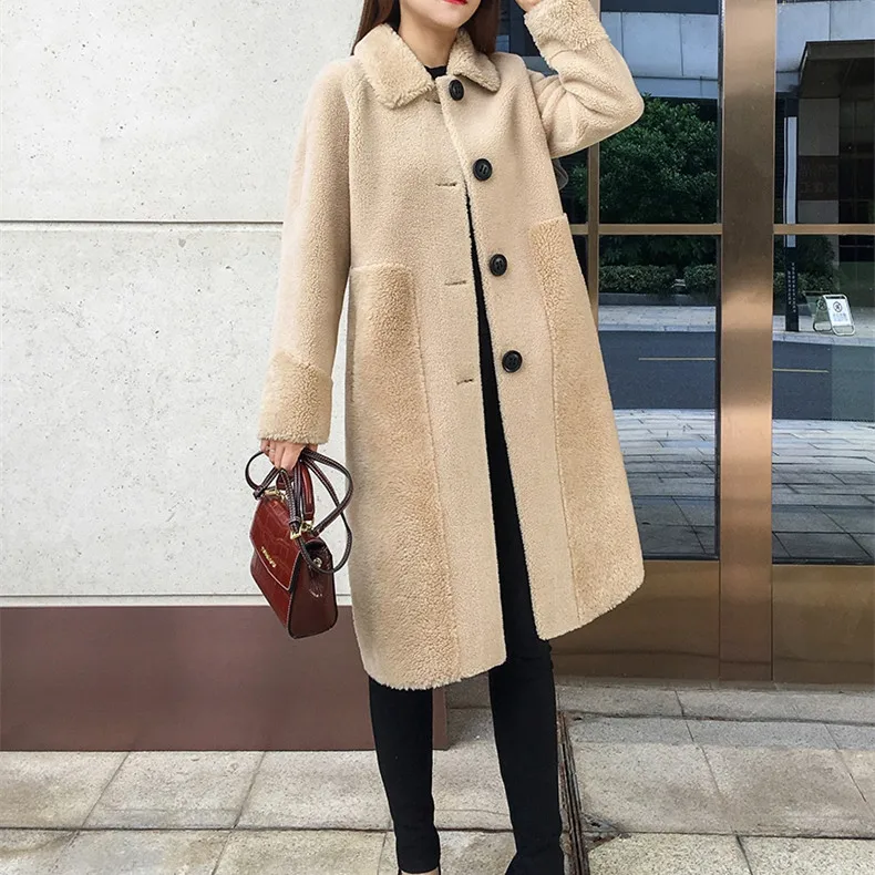 Женское зимнее шерстяное меховое пальто SY01 парка большого размера теплая куртка