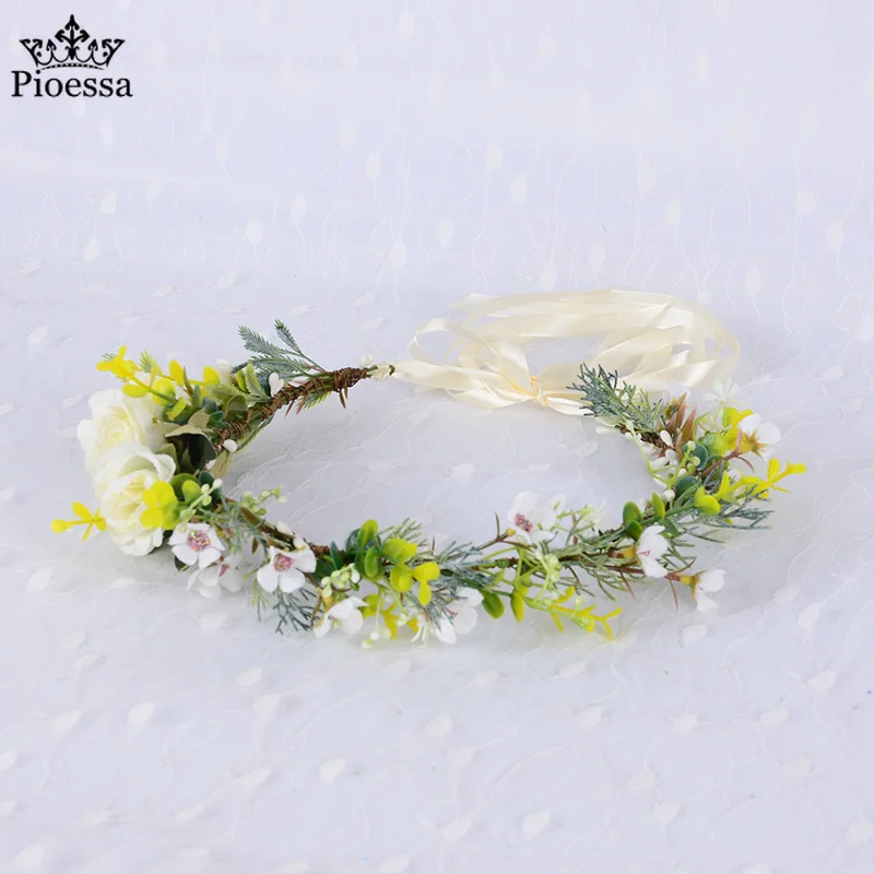 

Pioessa весенний цветок короны тиара для волос, свадебные аксессуары для волос для женщин Свадебные лес Стиль 100% ручной работы вечерние головн...