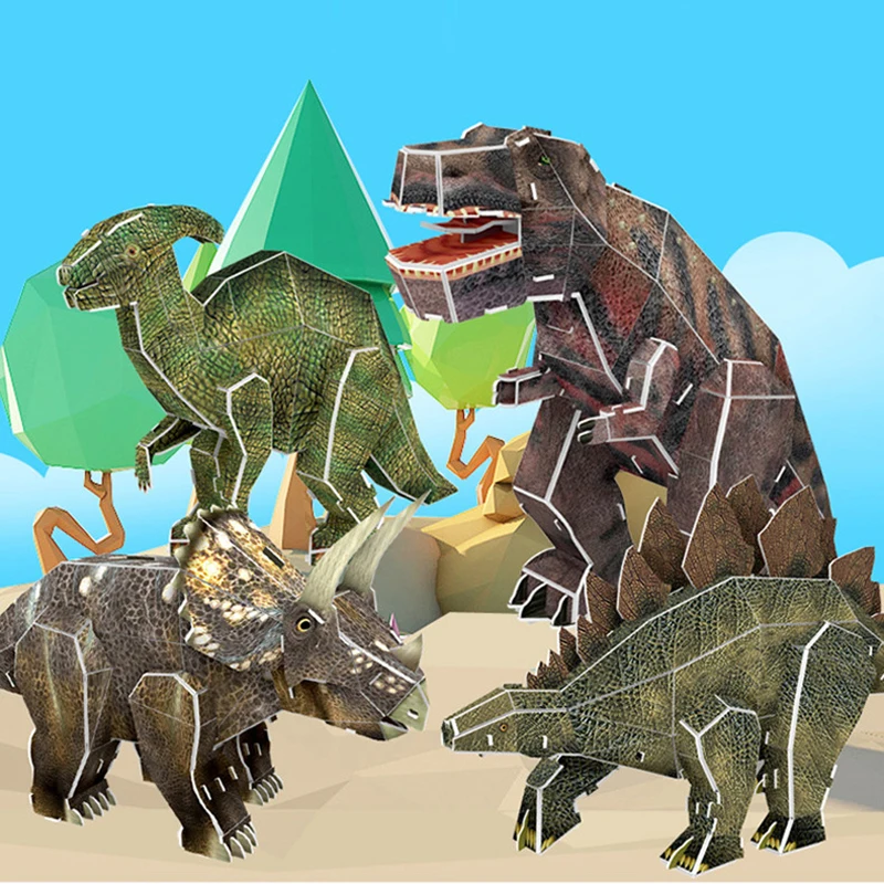 

3D Трехмерная бумажная головоломка, модель динозавра, вице-хризантемы, детское образование, креативная сборная игрушка, подарок на день рожд...