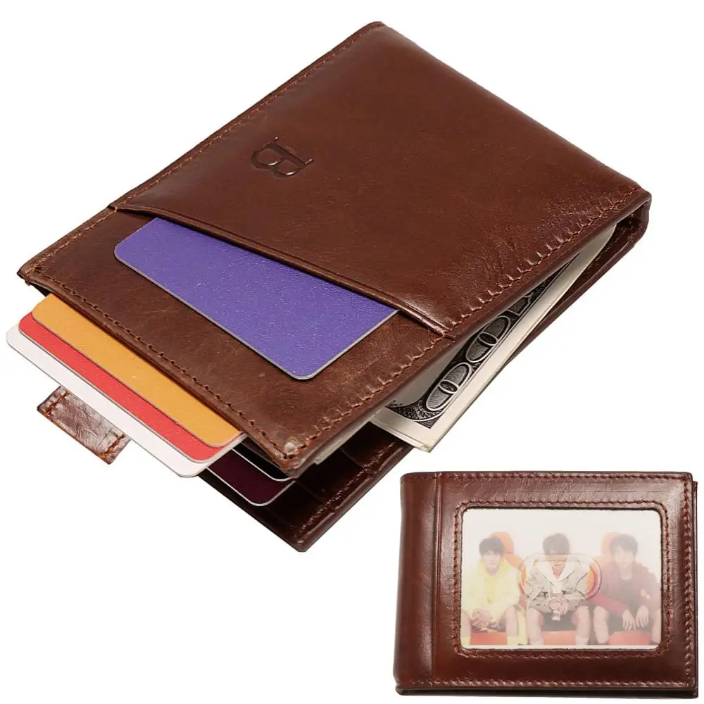 

2019 New Design Cow Leather Rfid Blocking Wallets for Men with Bill Money Bag Dollar Card Holder Purses for Men Mini Slim Purse