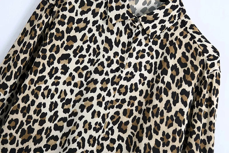 

HWLZLTZHT 2021 Oversized Shirt Women Leopard Print Button Up Shirts Woman Long Sleeve Top Female Summer Collared Women Shirts