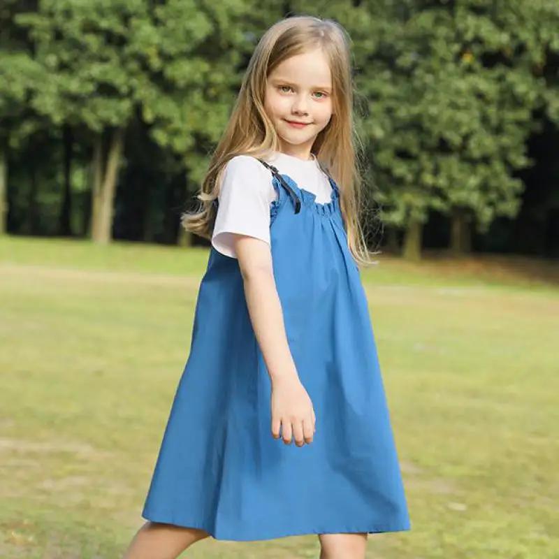 

Комплект детской одежды из 2 предметов, модные тонкие футболки и Платье До Колена, наряды модная повседневная одежда для девочек, костюм От 5 ...