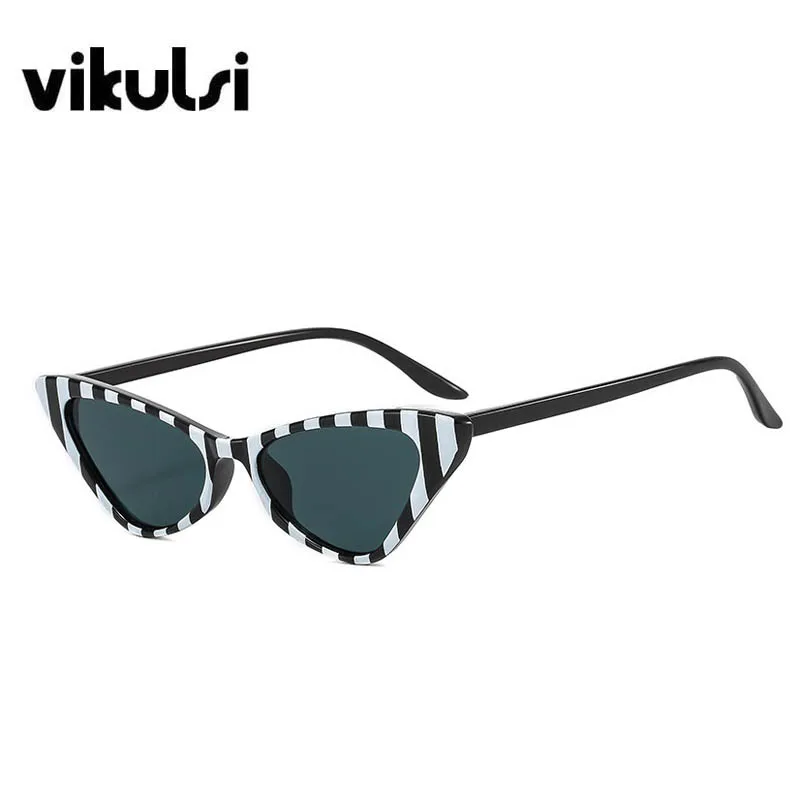 

Солнцезащитные очки в винтажном стиле женские, аксессуар для маленького лица в черно-белую полоску, в стиле ретро, пикантные темные очки