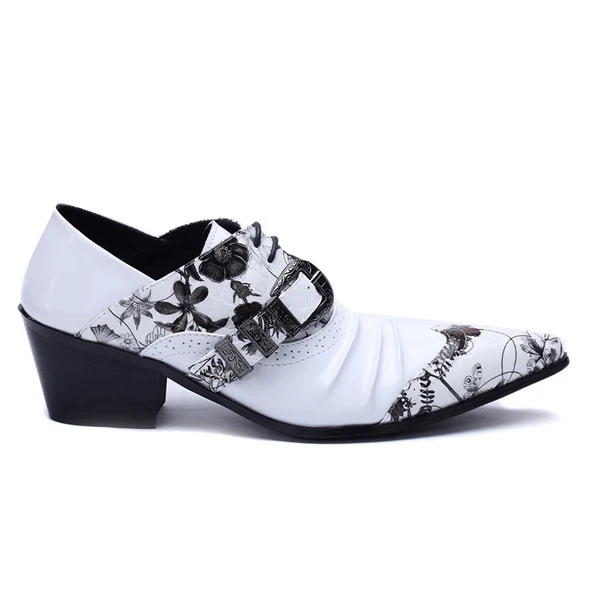 Туфли оксфорды мужские с острым носком натуральная кожа пряжка узор Зебра