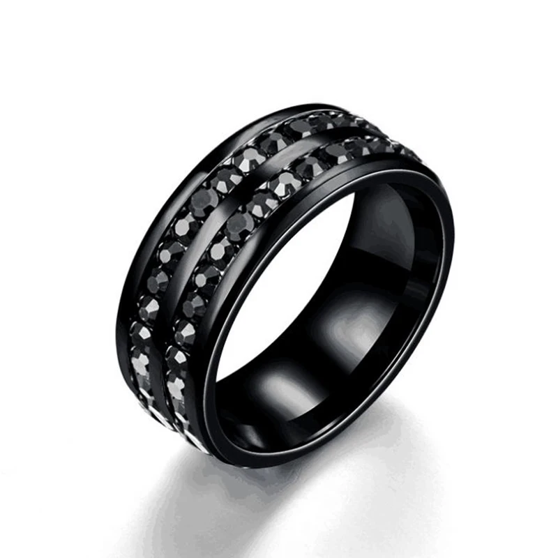 Простые стразы кольца для мужчин и женщин 4 цвета титановая сталь двухрядные