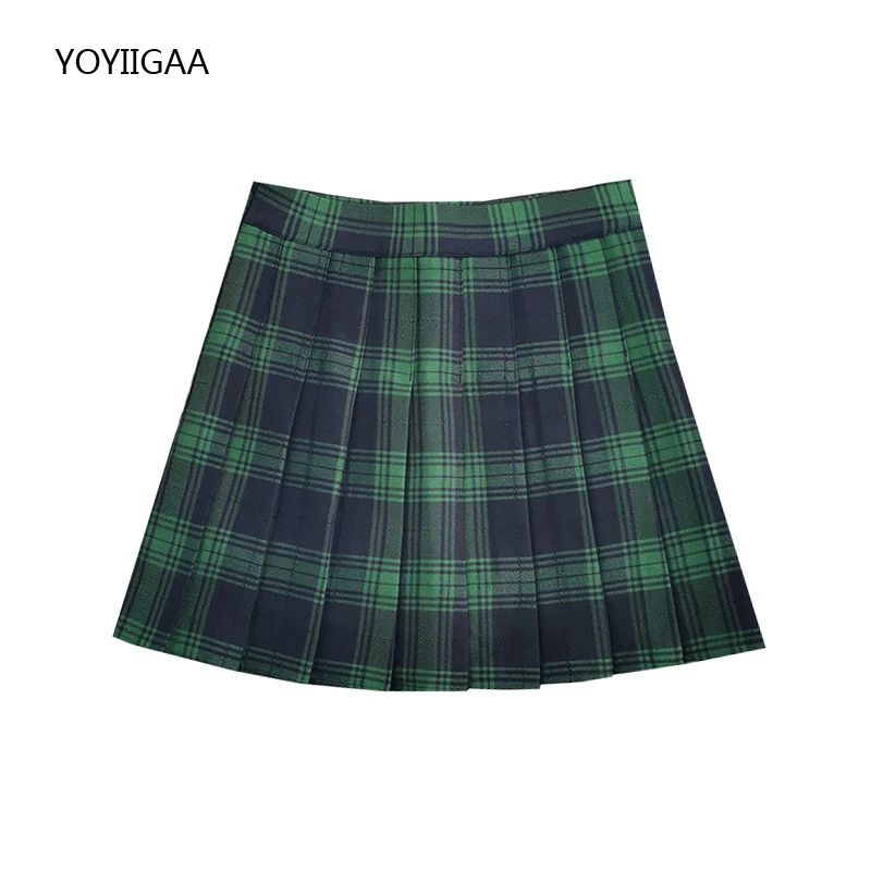 Юбка женская плиссированная клетчатая с завышенной талией трапециевидная