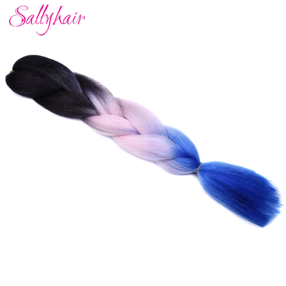 Sallyhair, 24 дюйма, Омбре, плетение волос, 2 тона, черный, винно-красный цвет, огромные косички, высокотемпературное волокно, синтетические волосы для наращивания - Цвет: P6/613