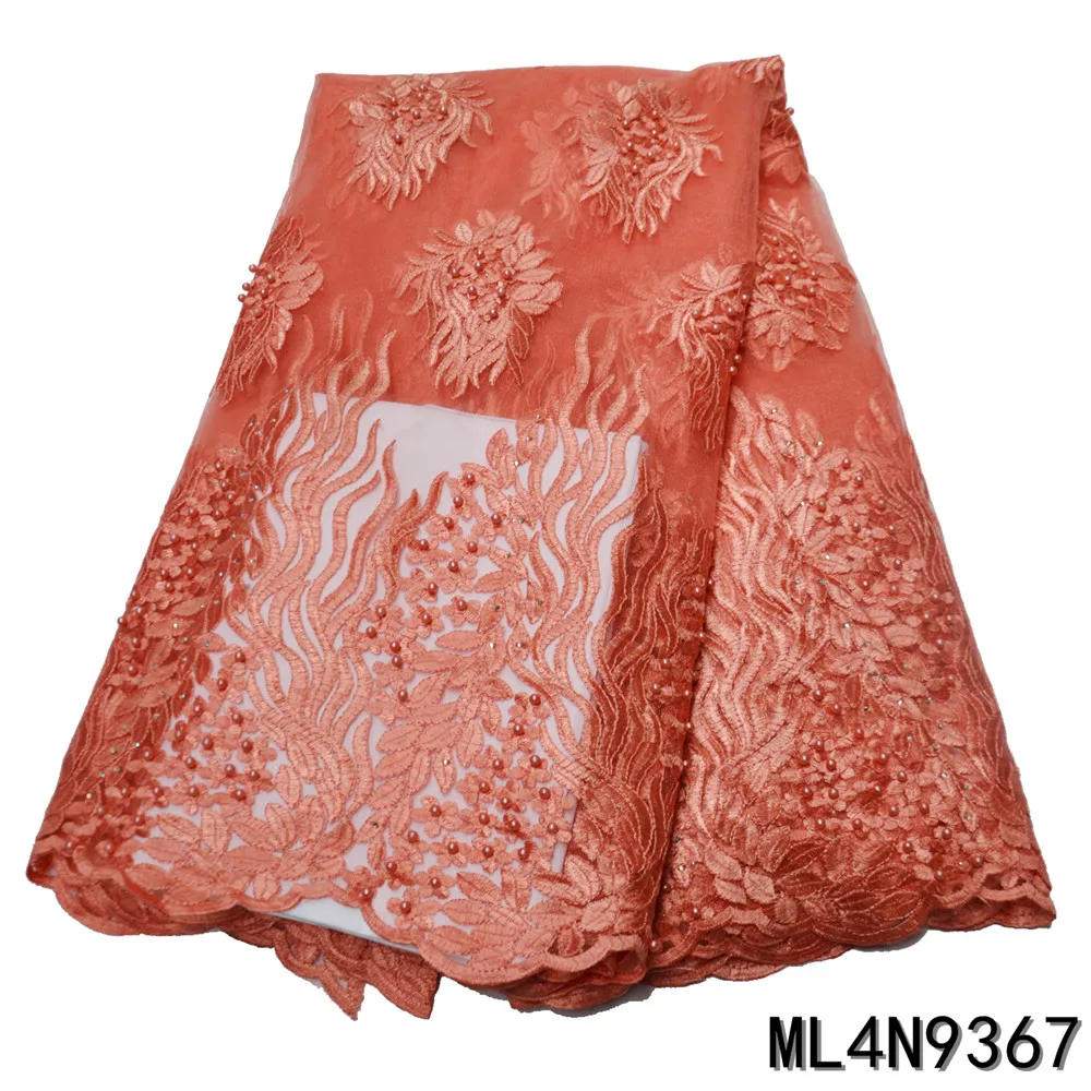 

BEAUTIFICAL embroidery nigerian lace fabrics beads and stones french party lace 5 yards cheaper tissu african lace ML4N937