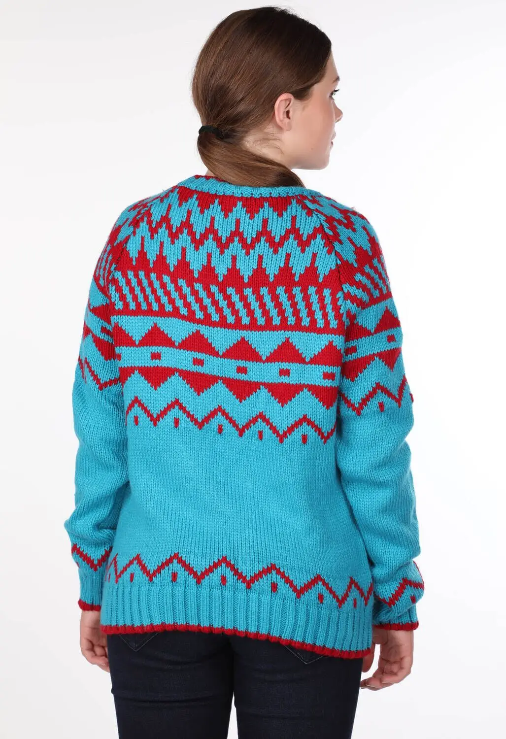 

Desenli Bisiklet Yaka Kaln Triko Kazak