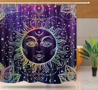 sun moon shower curtain creative abstract bohemia indian moon design bath curtain set with hooks waterproof washable polyester
